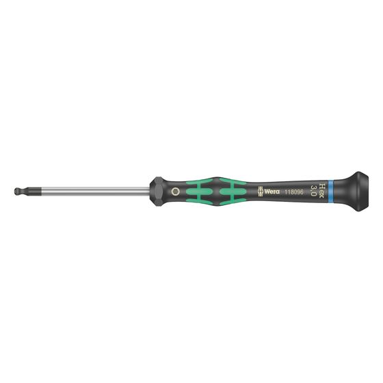 Wera Elektronik-Sechskant-Kugelkopfschraubendreher Kraftform Micro 2052, 3x60mm, Black Point
