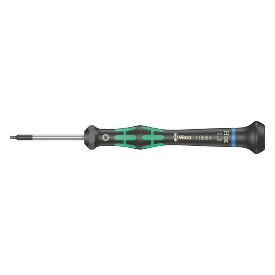 Wera Elektronik-Sechskantschraubendreher Kraftform Micro 2054, SW 1,3mm, 40mm, Hex-Plus, Black Point