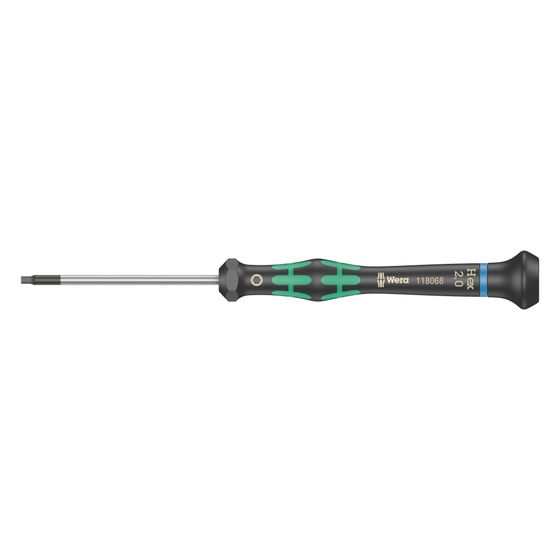 Wera Elektronik-Sechskantschraubendreher Kraftform Micro 2054, SW 2mm, 60mm, Black Point, Hex-Plus