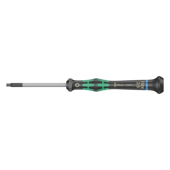 Wera Elektronik-Sechskantschraubendreher Kraftform Micro 2054, SW 2,5mm, 60mm, Hex-Plus, Black Point