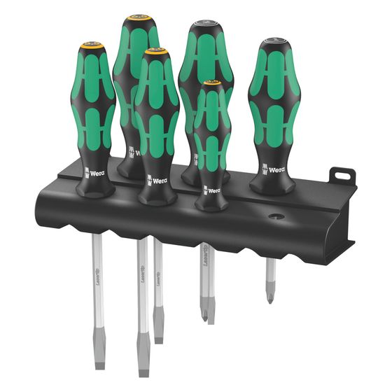 Wera Schraubendrehersatz Kraftform Plus 334/355 SK/6, Lasertip, mit Wandhalter, 05007681001