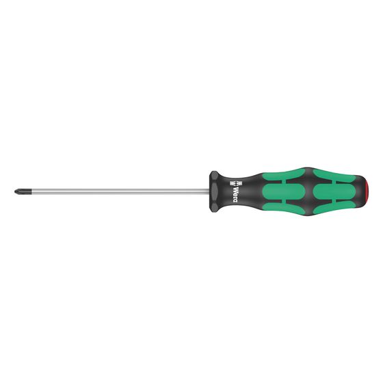 Wera Kreuzschlitz-Schraubendreher 350 PH 0 x 100mm, Lasertip, Kraftform Griff, Abrollschutz, 2-Komponenten Griff