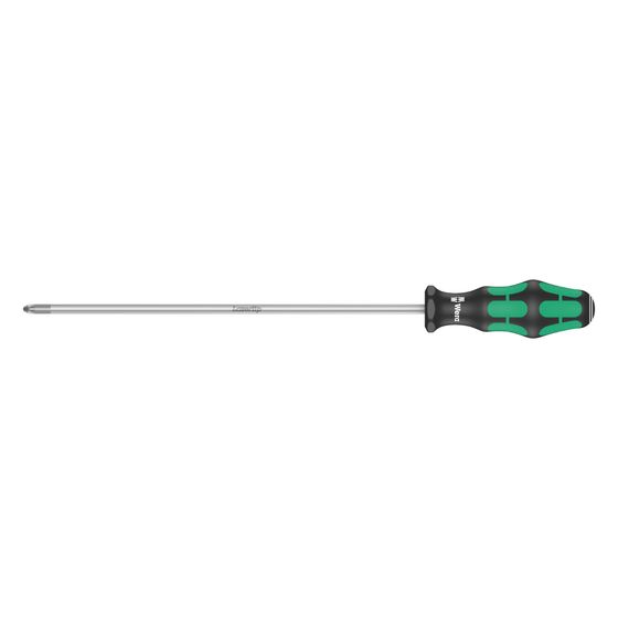 Wera Kreuzschlitz-Schraubendreher 355 PZ, PZ 2 x 250mm, 2-Komponenten-Griff, Lasertip, Abrollschutz, 05347743001