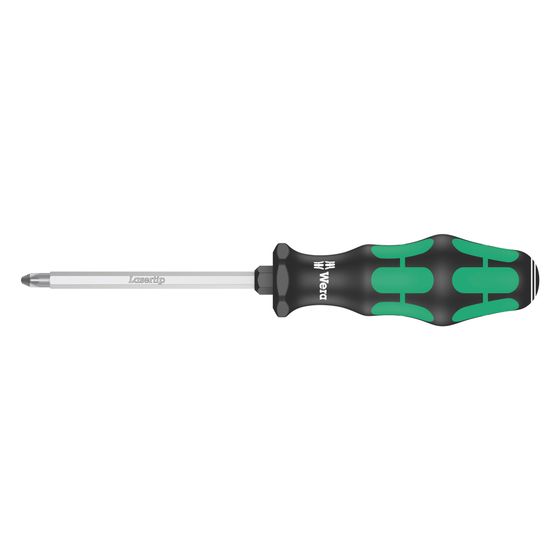 Wera Kreuzschlitzschraubendreher 355 SK Kraftform Plus, PZ 2, 100mm, Sechskant, Lasertip, 2-Komponenten-Griff, 05009342001