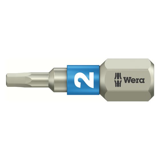Wera Innensechskant-Bit 3840/1 TS, Hex-Plus, Torsionszone, Edelstahl, 2mm x 25mm, 1/4