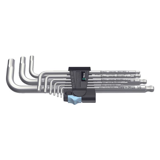 Wera Winkelschlüsselsatz 3950/9 Hex-Plus Stainless 1, 9-teilig, Edelstahl, 1,5-10mm, 05022720001