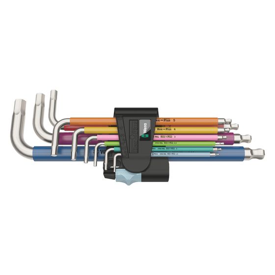 Wera Winkelschlüsselsatz 3950/9 Hex-Plus Multicolour Stainless 1, 1,5-10mm, Edelstahl, 9-teilig