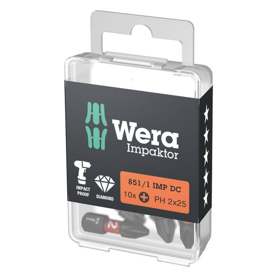 Wera Phillips-Bit 851/1 IMP DC PH DIY Impaktor, diamantbeschichtet, 1/4