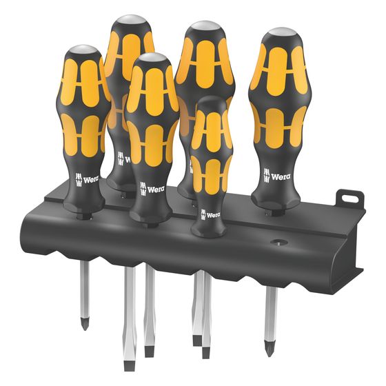 Wera Schraubendrehersatz Kraftform 932/6, 6-teilig, mit Schlagkappe, Sechskantklinge, 05018282001