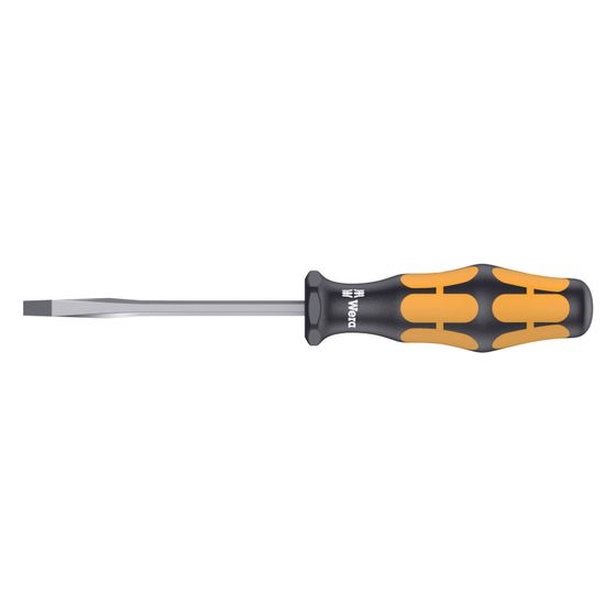 Wera Schlitzschraubendreher 932 A, 0,6x3,5x80mm, Kraftform Griff, Black Point Spitze, Sechskantklinge, Schlagkappe, 05018260001