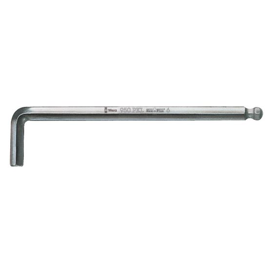 Wera Winkelschlüssel 950 PKL 4mm, 140mm, Hex-Plus, Kugelkopf, gestellverchromt, 05022058001
