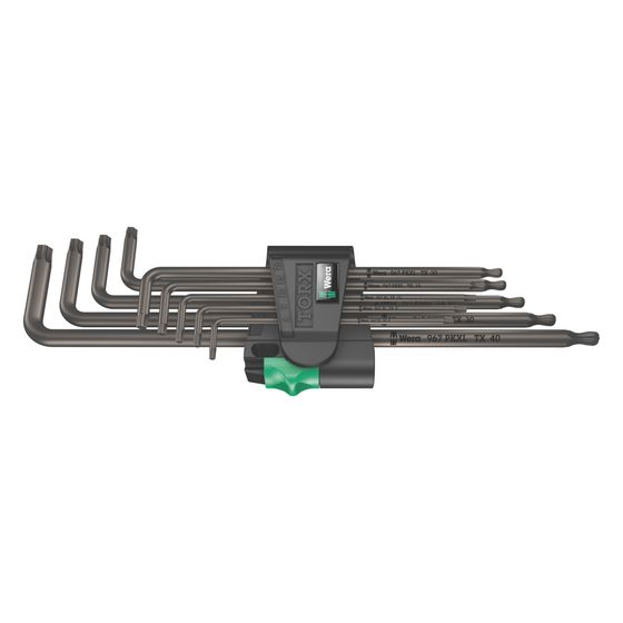 Wera Winkelschlüsselsatz 967/9 TX XL 1, 9-teilig, T8-T40, BlackLaser, Zinkphosphatiert, 05024460001