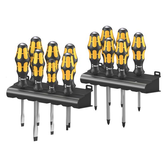 Wera Schraubendrehersatz Kraftform 900 Big Pack, 13-teilig, Schlagkappe, Black Point Spitze, Sechskantklinge, 05133285001