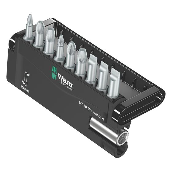 Wera Bit-Check Universal 4, Torsionszone, 9 Bits, Kunststoffbox, 05056159001