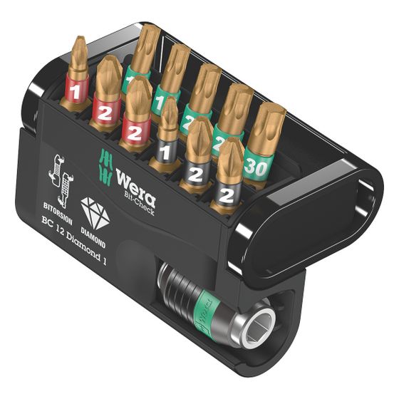 Wera Bit-Check 12 Diamond 1, 12-teilig, diamantbeschichtet, BiTorsion, 05057421001