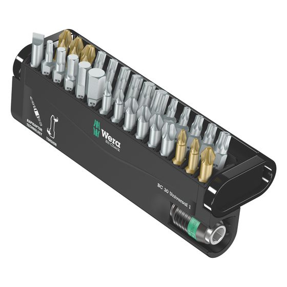 Wera Bit-Check Universal 1, 30-teilig, mit Rapidaptor-Schnellwechselfutter, Torsionszone, 05056440001