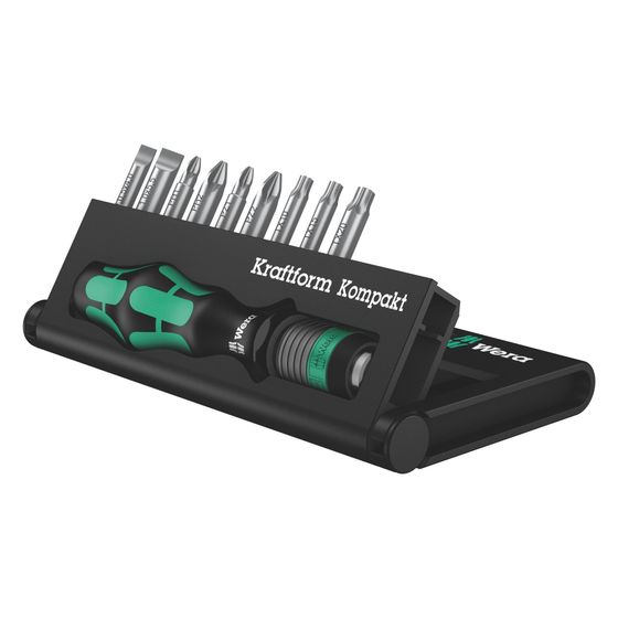Wera Bitschraubendreher-Set Kraftform Kompakt 10, 10-teilig, mit Rapidaptor, 05056653001