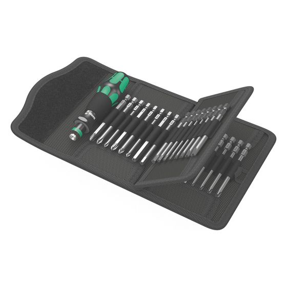 Wera Bitschraubendreher-Set Kraftform Kompakt 62, 33-teilig, 89mm Bits, mit Schnellwechselfutter, in Tasche