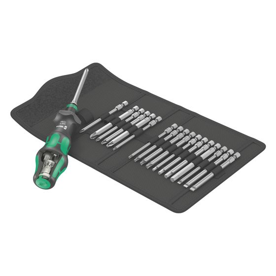 Wera Bit-Set Kraftform Kompakt Turbo 1, 19-teilig, 89mm Bits, mit Rapidaptor-Schnellwechselfutter, 05057482001