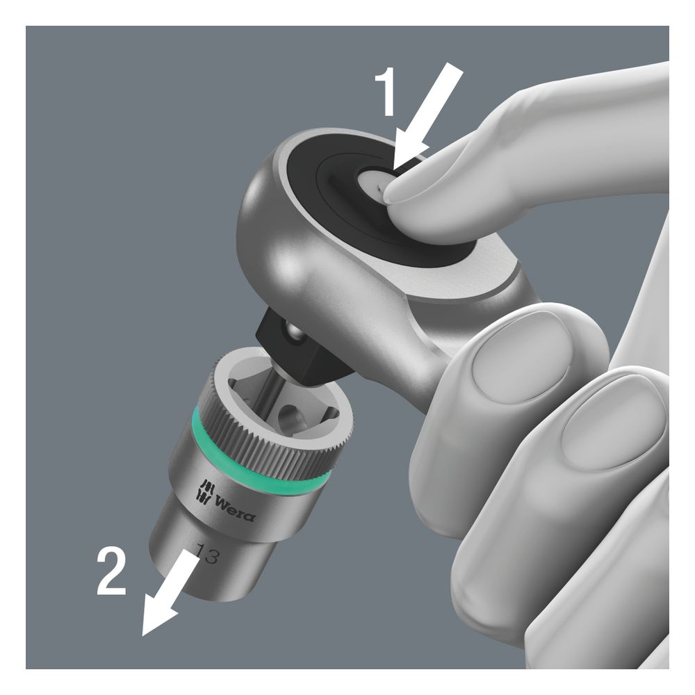 Wera Zyklop Metal-Knarre 8003 A, 1/4" x 141mm, Durchsteckvierkant, Nussfixierfunktion... WERA-05004003001 4013288174017 (Abb. 2)