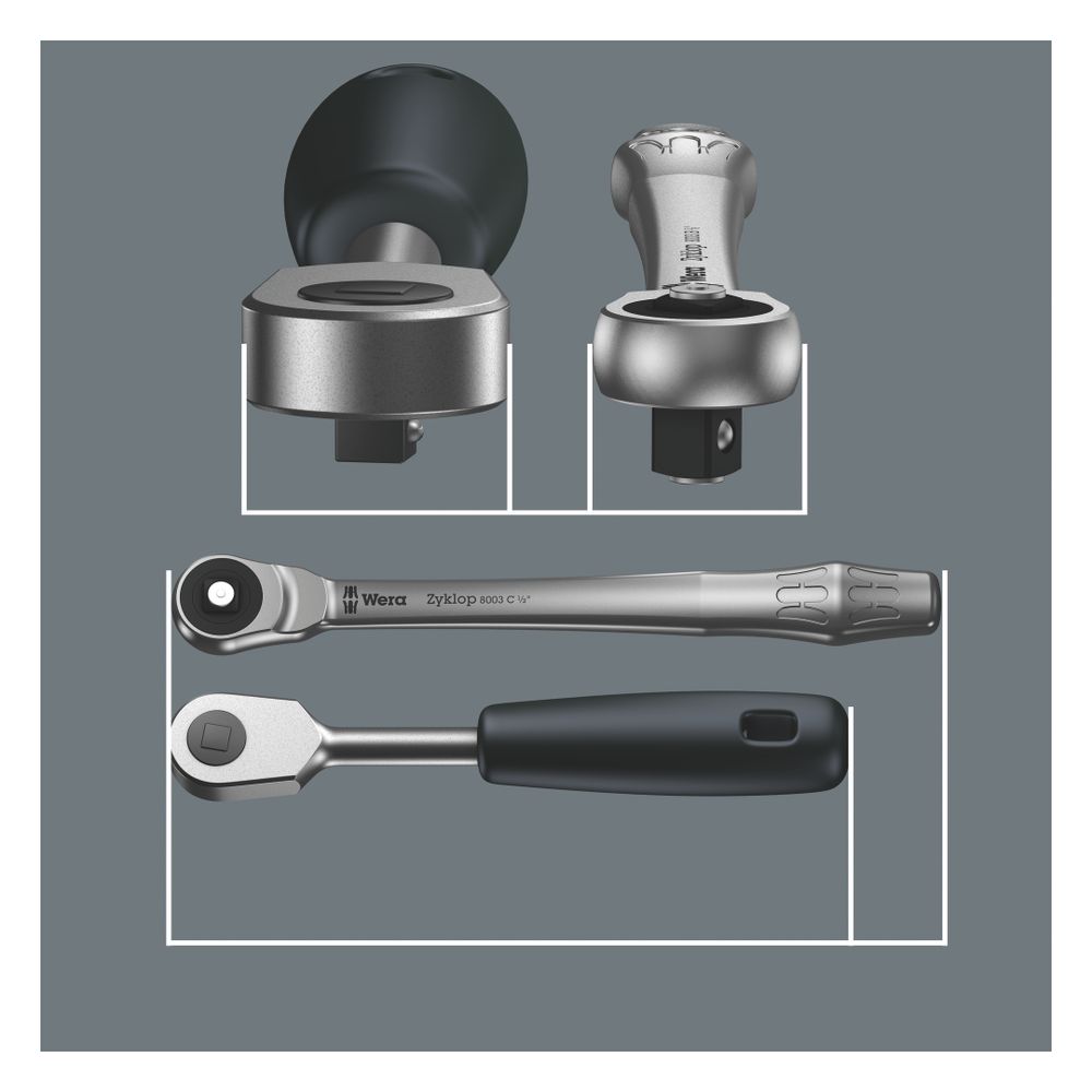 Wera Zyklop Metal-Knarre 8003 A, 1/4" x 141mm, Durchsteckvierkant, Nussfixierfunktion... WERA-05004003001 4013288174017 (Abb. 3)