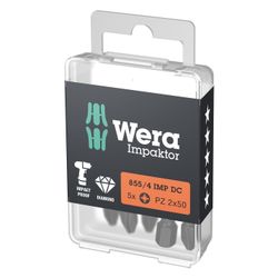Wera Impaktor Bit 855/4 IMP DC PZ, 1/4"-Sechskant, 50mm, PZ2, 5-teilig, 05057661001... WERA-05057661001 4013288157690 (Abb. 1)