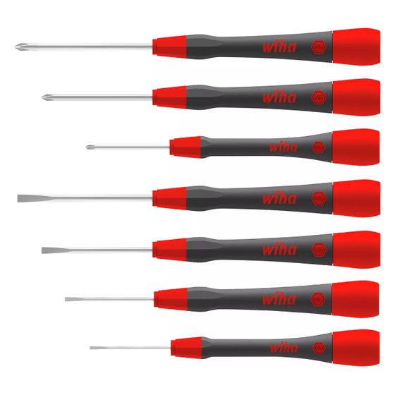 Wiha Elektroniker-Schraubendreherset PicoFinish, 7-teilig, Schlitz/Phillips, Chrom-Vanadium-Stahl, 42996