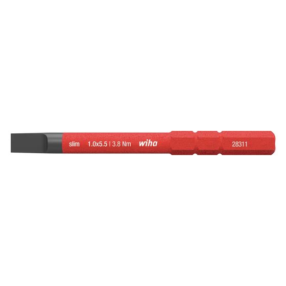 Wiha Schlitz-Bit slimVario 283110, 5,5x75mm, 1.000 V, Chrom-Vanadium-Stahl