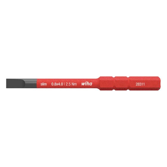 Wiha Schlitz-Bit slimBit electric 283110, 4,0x0,8x75mm, Chrom-Vanadium Stahl