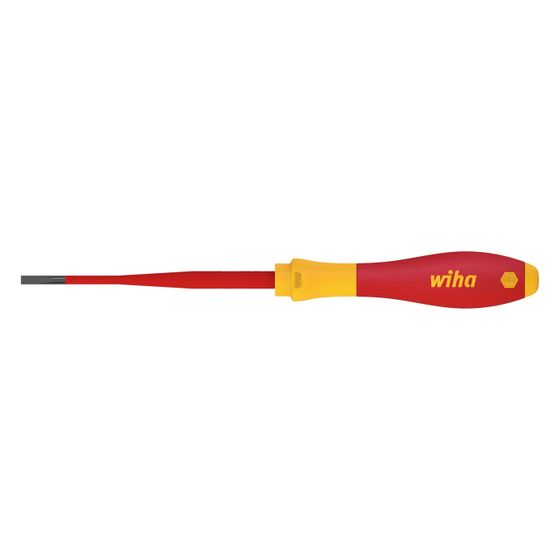 Wiha VDE-Schlitz-Schraubendreher SoftFinish electric slimFix 3201, 3,5x0,6x100mm, Chrom-Vanadium-Molybdän Stahl