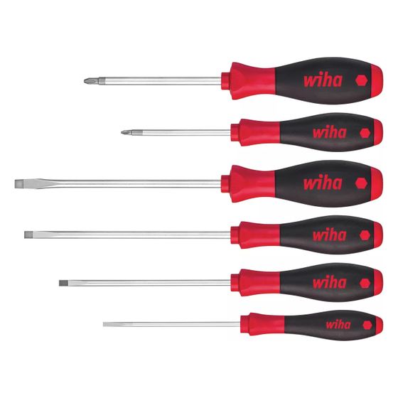 Wiha Schraubendreher-Satz SoftFinish, 6-teilig, Schlitz/Pozidriv, Rundklinge, 606g, 2-Komponenten-Griff
