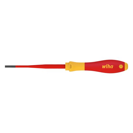 Wiha VDE-Schlitz-Schraubendreher SoftFinish electric slimFix 3201, 4,0x0,8x100mm, Chrom-Vanadium-Molybdän Stahl