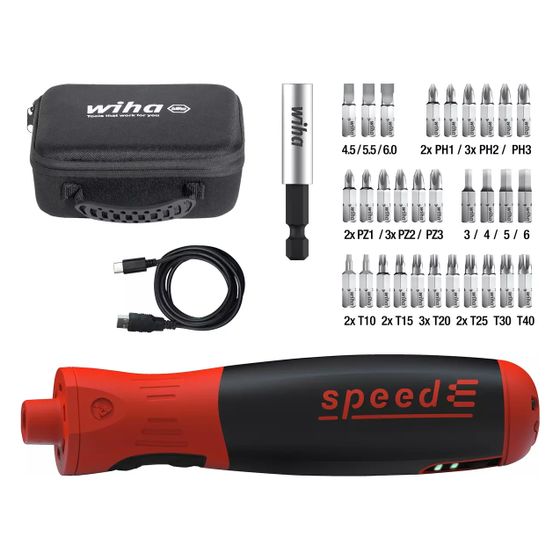 Wiha Akku-Schraubendreher speedE PocketDrive, 1,0/5,0Nm, 3,7V, 1,5Ah, 35-teilig