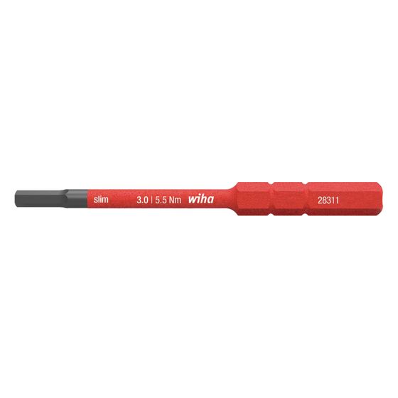 Wiha Innensechskant-Bit slimBit electric Vario, 3,0mm x 75mm, 5,5 Nm, IEC 60900