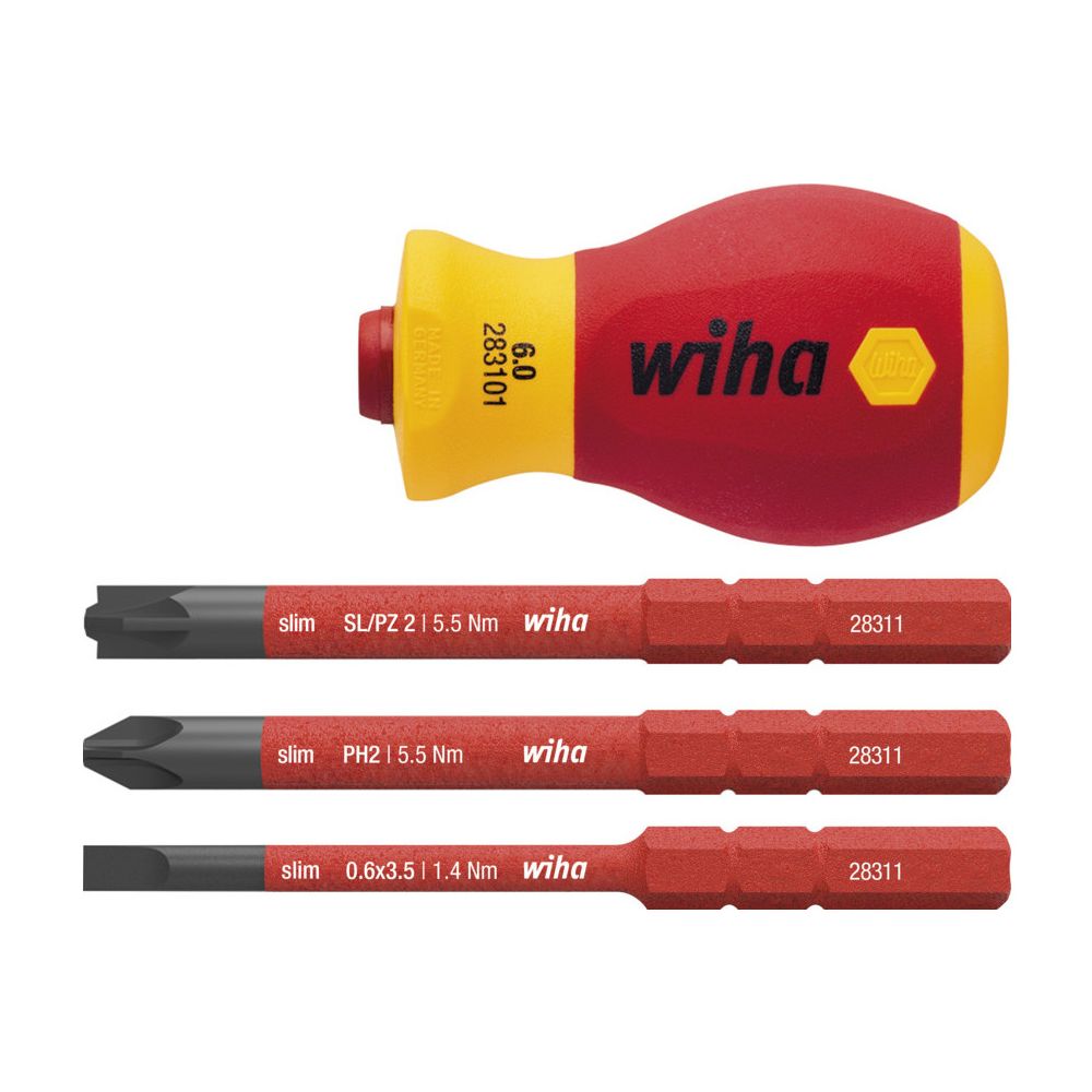 Wiha Bithalter-Set Stubby slimVario electric SB28310101, 4-teilig, isoliert, 1000V... WIHA-41230 4010995412302 (Abb. 15)
