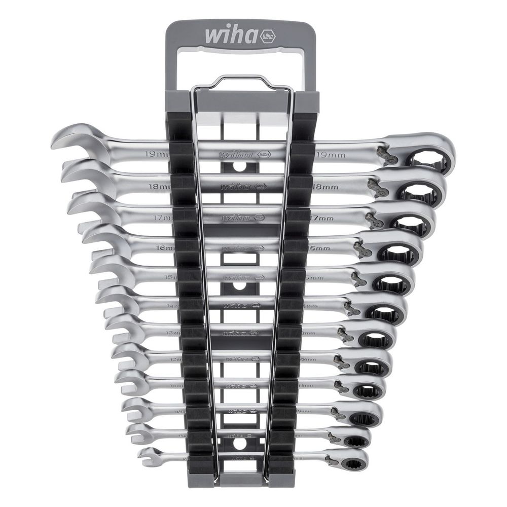 Wiha Ringratschen-Gabelschlüssel Set, 72 Zähne 8-19mm, Chrom-Vanadium-Stahl, 12tlg... WIHA-44661 4010995446611 (Abb. 27)