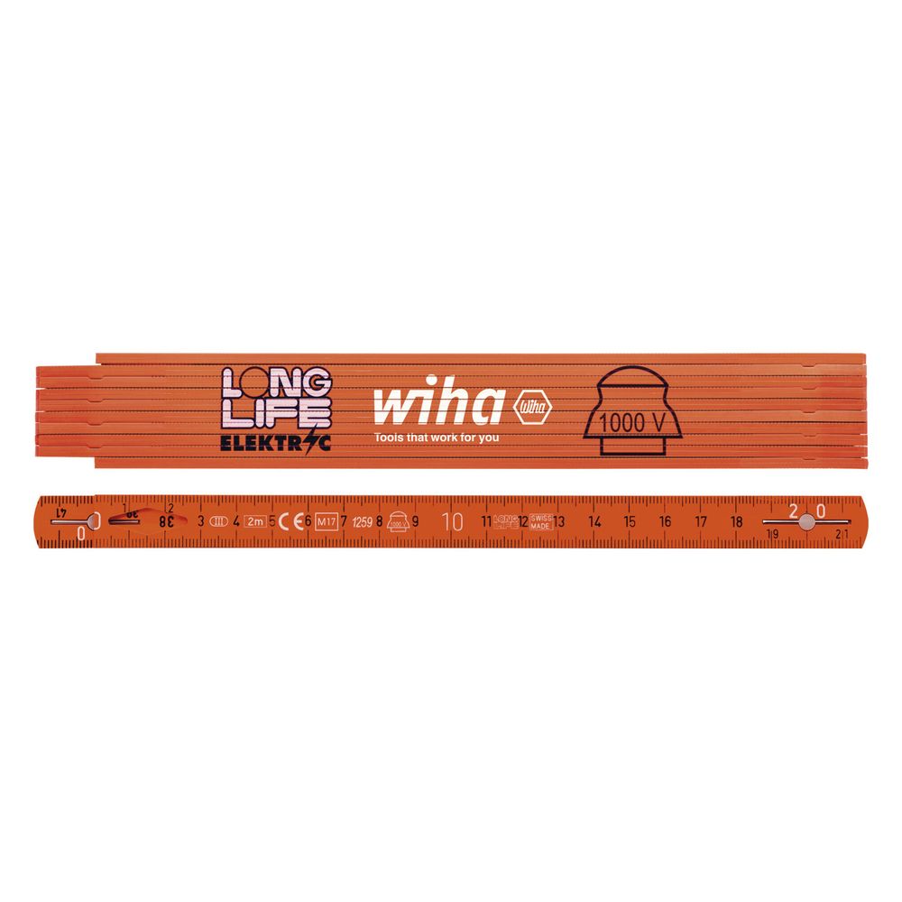 Wiha Gliedermaßstab Longlife, 2m, 10 Glieder, 15mm, 1.000V, Orange, 4102008... WIHA-42068 4010995420680 (Abb. 9)