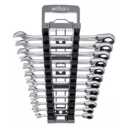 Wiha Ringratschen-Gabelschlüssel Set, 72 Zähne 8-19mm, Chrom-Vanadium-Stahl, 12tlg... WIHA-44661 4010995446611 (Abb. 1)