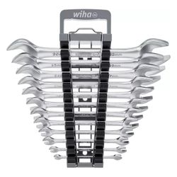 Wiha Doppelmaul-Gabelschlüssel-Set, 15 Grad Maulstellung, Chrom-Vanadium-Stahl, 12-teilig, ... WIHA-44753 4010995447533 (Abb. 1)