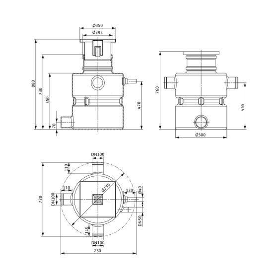 Wilo Unterflur-Hebeanlage BOX-40/11 DS U, EC-L, 230V, d. 110/40mm, PN 1,5, 600/930W