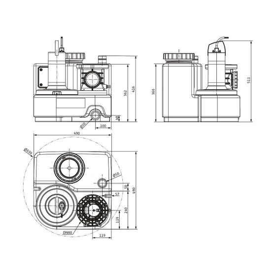 Wilo DrainLift Abwasser-Hebeanlage SANI-S.11T/1, 400V, S3, MS-L, CEE16