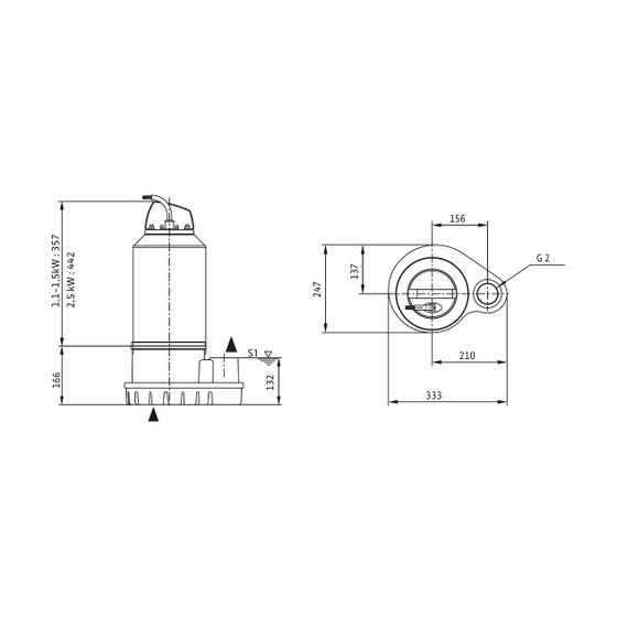 Wilo Schmutzwasser-Tauchmotorpumpe Padus UNI M05K/T11-540 1,1kW