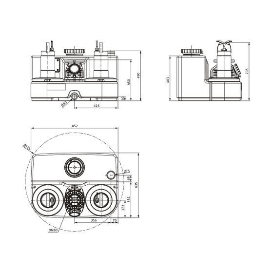 Wilo DrainLift Abwasser-Hebeanlage SANI-L.19T/4, 400V, S1, EC-L, CEE32