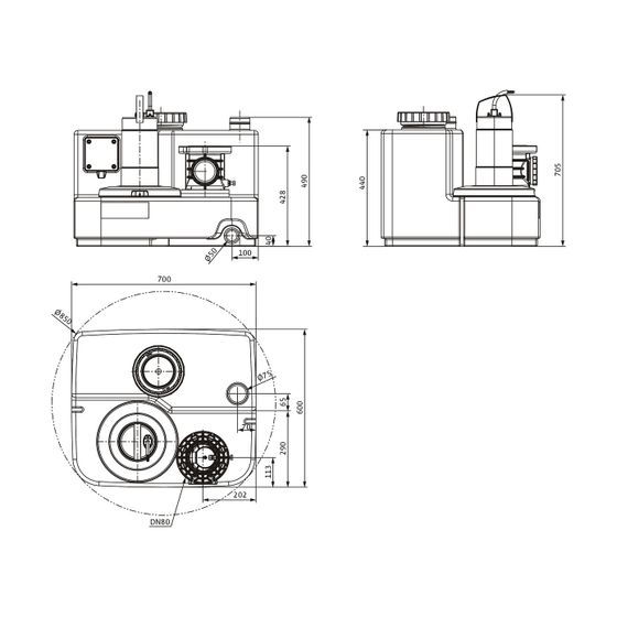 Wilo DrainLift Abwasser-Hebeanlage SANI-M.19T/4, 400V, S1, EC-L, CEE16