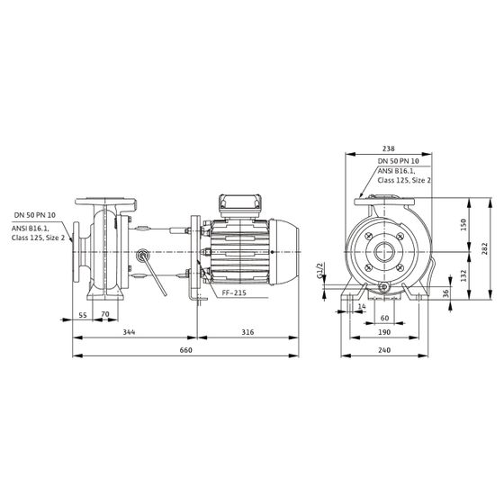 Wilo Rexa BLOC Abwasserpumpe C05.32-133DAH100L2, 400V, PN 10, DN 50, 3kW