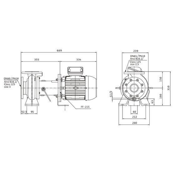 Wilo Rexa BLOC Abwasserpumpe C06.34-134DAH112M2, 400V, PN 10, DN 80/65, 4kW