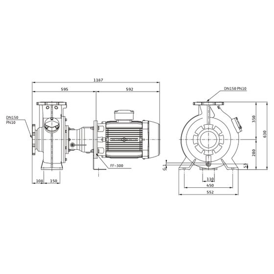 Wilo Rexa BLOC Abwasserpumpe V15.84-340DAH180L4, 400V, PN 10, DN 150, 22/23,7kW