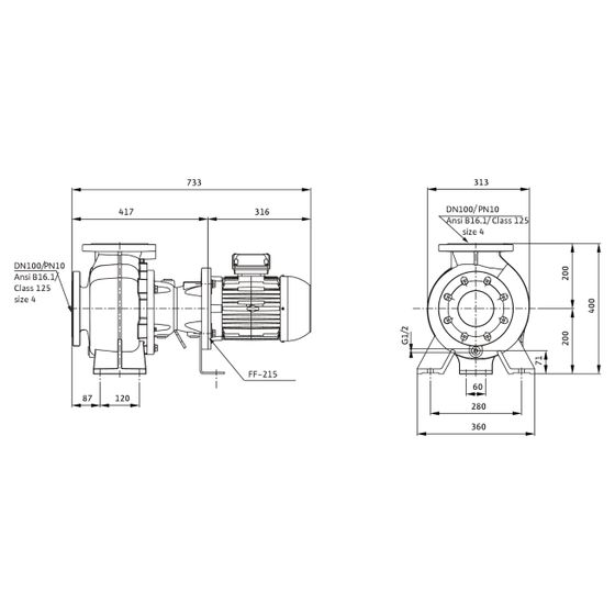 Wilo Rexa BLOC Abwasserpumpe V10.42-162DAH100L4, 400V, PN 10, DN 100, 2,2kW