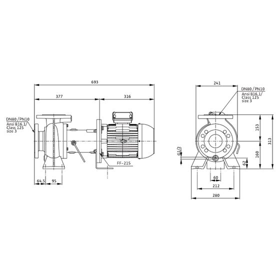 Wilo Rexa BLOC Abwasserpumpe C08.41-115DAH100L2, 400V, PN 10, DN 80, 3kW