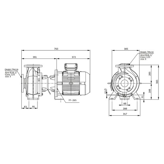 Wilo Rexa BLOC Abwasserpumpe V08.52-190DAH132S4, 400V, PN 10, DN 80, 5,5kW